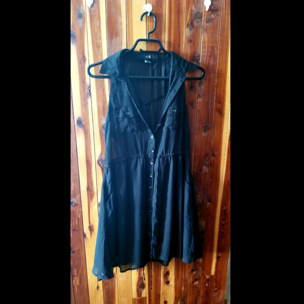 Forever 21 black button-up dress